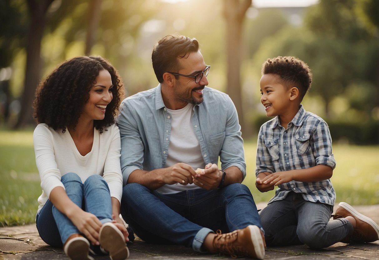 A diverse group of parents engaging in different activities with their children, showcasing various parenting styles