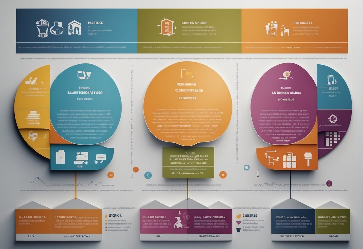 A colorful chart with 5 distinct sections, each labeled with a different parenting style. Each section is filled with relevant symbols and imagery representing the characteristics of each style