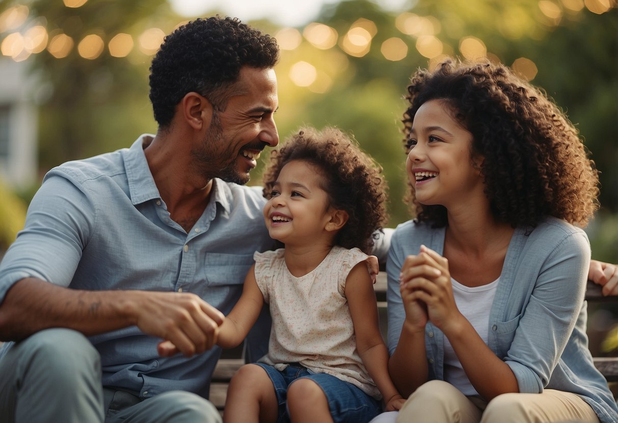 A diverse group of parents using different styles: authoritative, permissive, authoritarian, etc. Each parent interacts with their child in a unique way