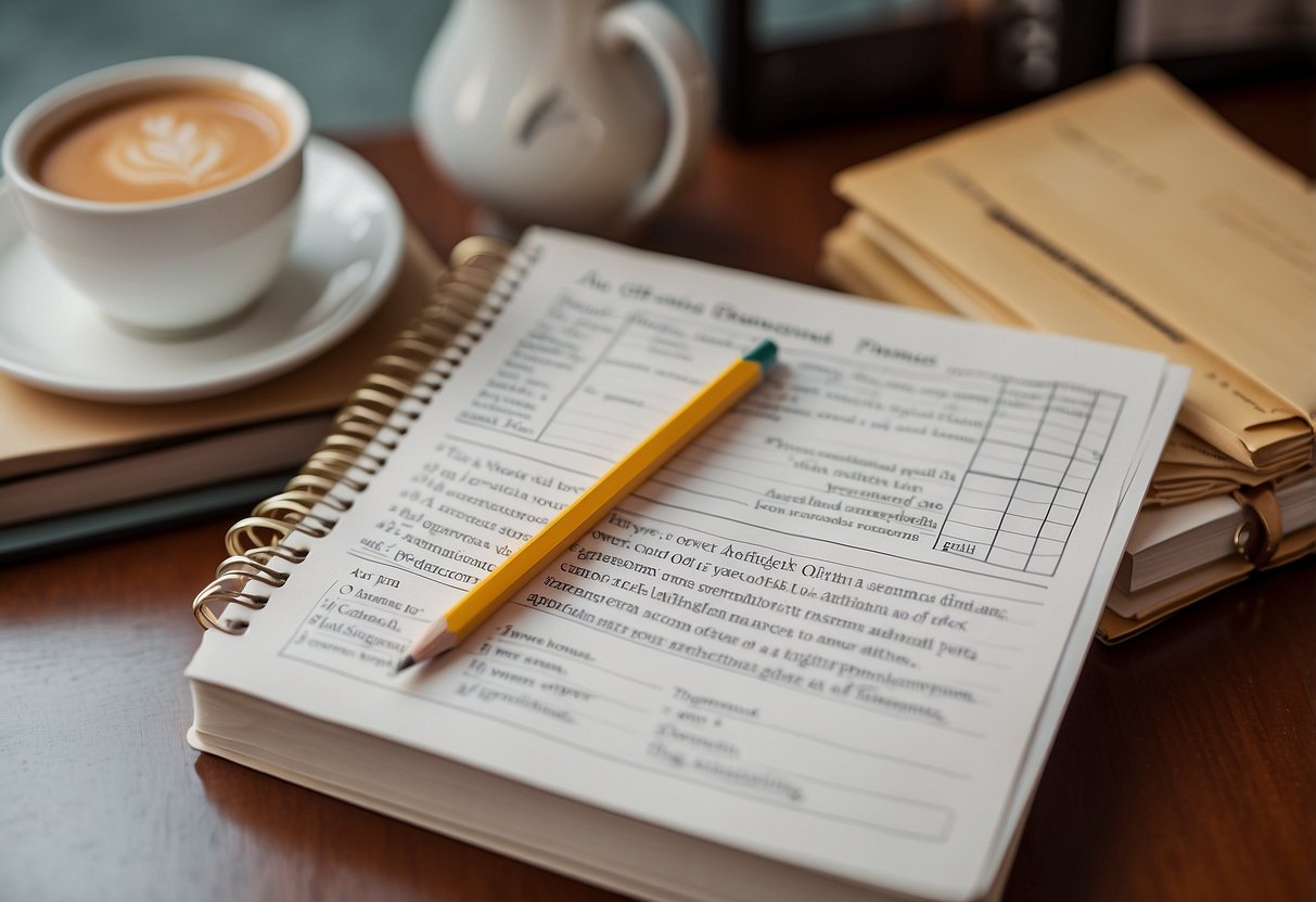 A checklist of 10 questions with a pencil and paper, surrounded by various parenting books and resources