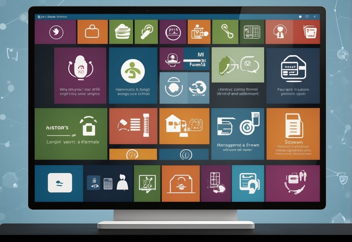 A computer screen displaying parental control software with 10 parenting approaches. Icons and settings visible, representing technology and screen time management