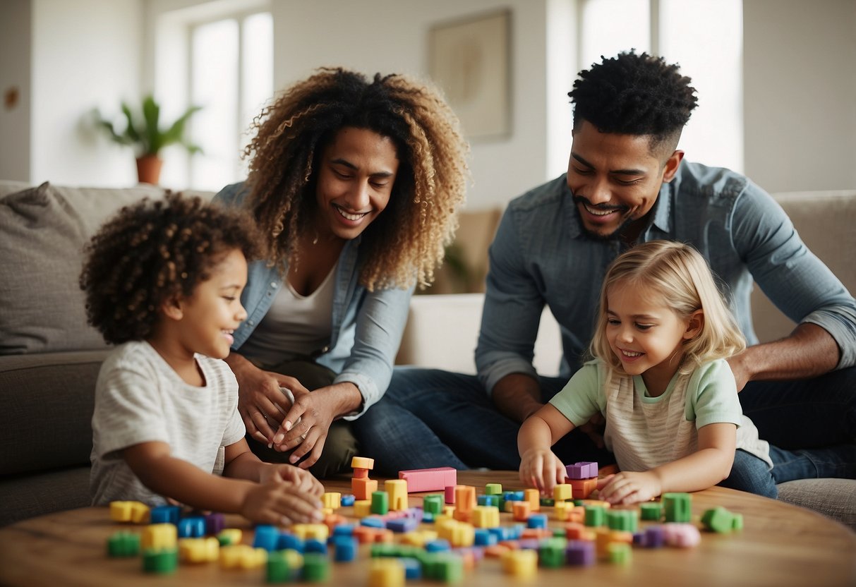 A diverse group of parents from around the world engaging in various parenting activities, such as playing, teaching, and comforting their children using different parenting styles