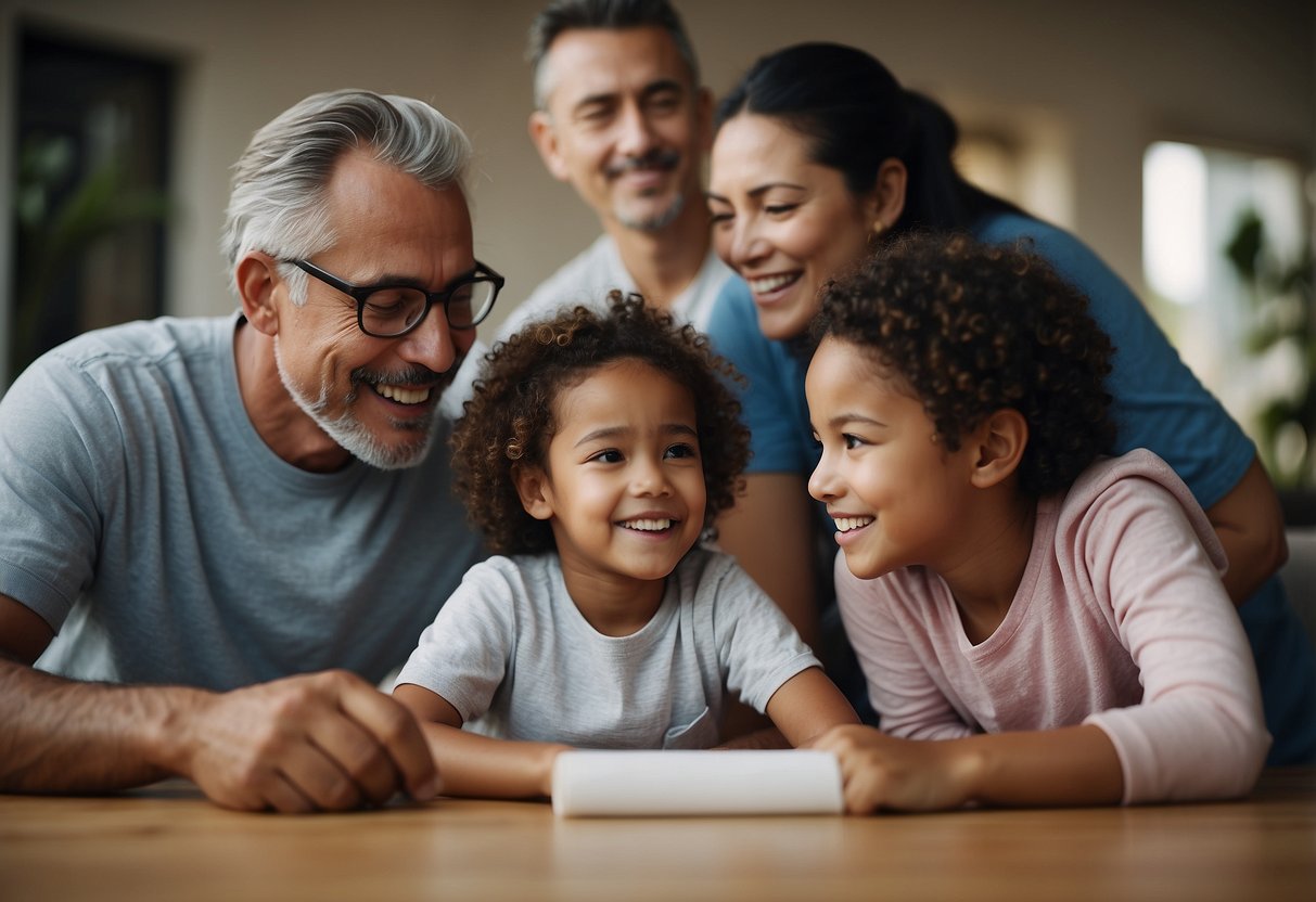 A diverse group of parents from different countries using various parenting approaches, exchanging ideas and experiences