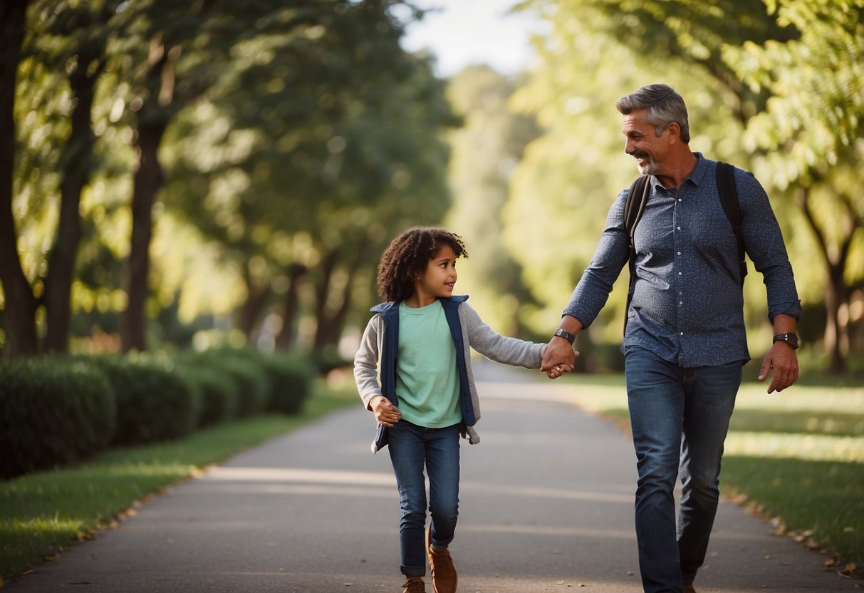 A parent confidently guides a child through challenges, fostering independence and self-discipline. The child feels secure and empowered, with a strong sense of self-control and emotional regulation