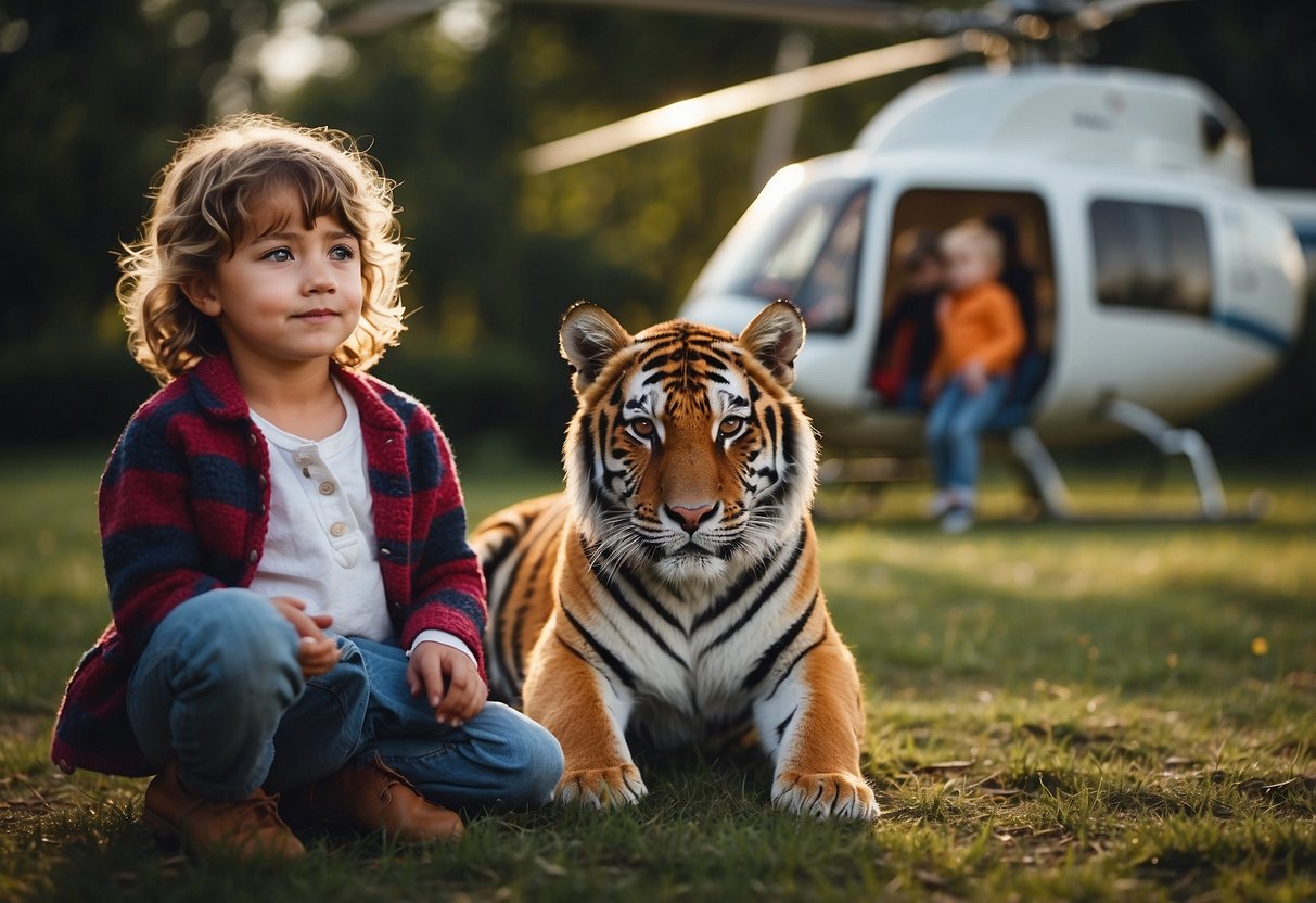 A child surrounded by different parenting styles: authoritarian, permissive, neglectful, authoritative, helicopter, tiger, attachment, and free-range