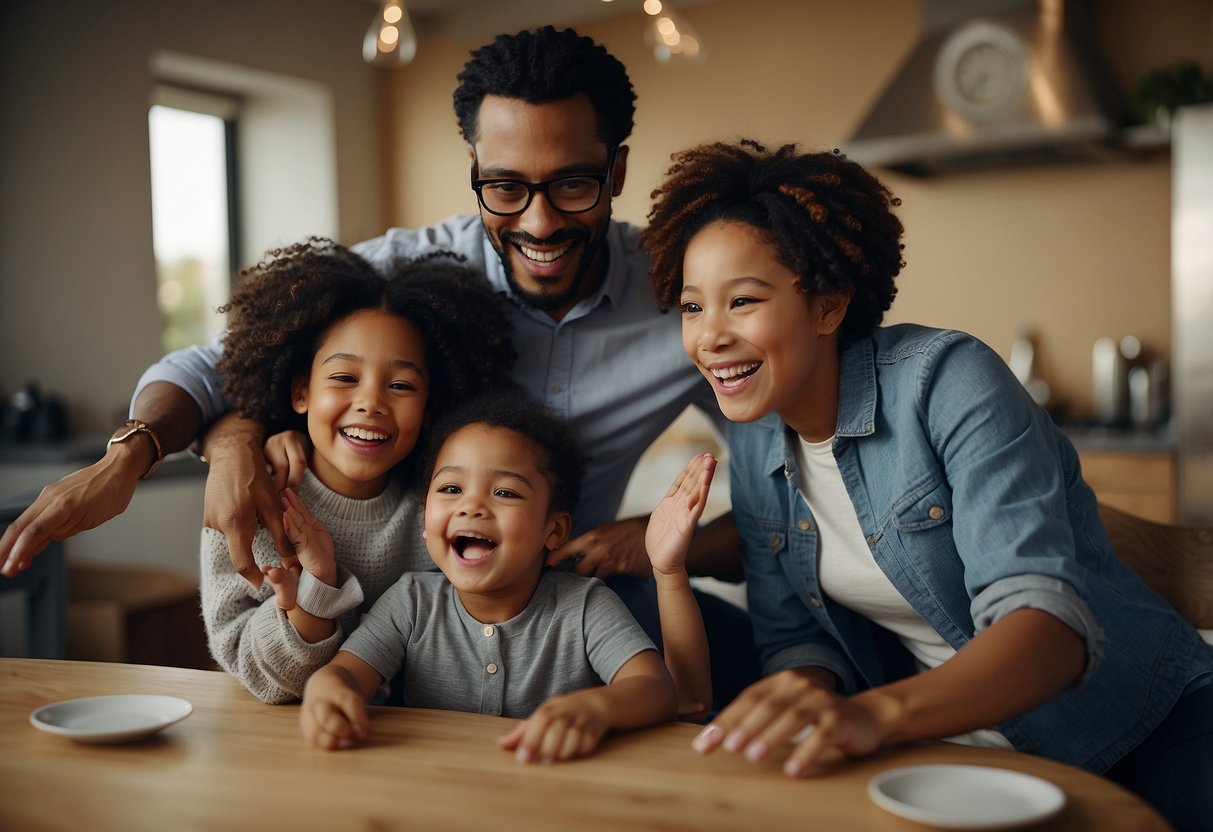 A diverse group of parents engage in various activities with their children, showcasing different parenting approaches