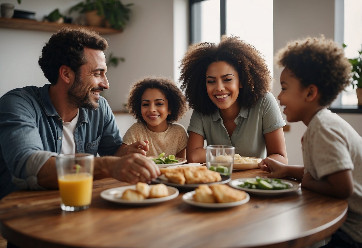 A diverse group of parents engaging in various activities with their children, demonstrating different parenting styles that complement each other