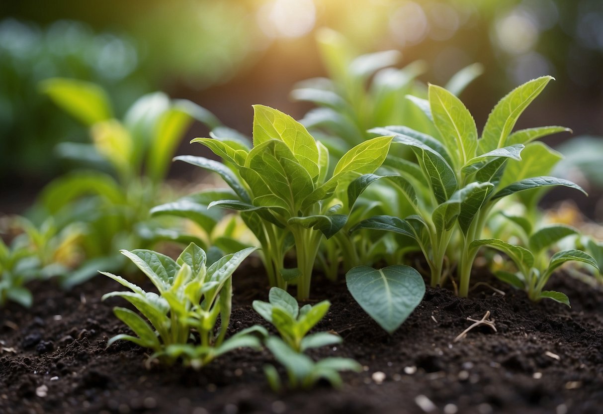 A diverse group of plants of varying sizes, shapes, and colors growing together in a garden, symbolizing the unique blend of parenting approaches in a blended family