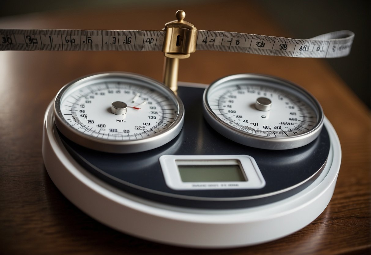 A scale with strict and permissive weights balanced in the middle. A ruler and a flexible measuring tape symbolize the two parenting styles