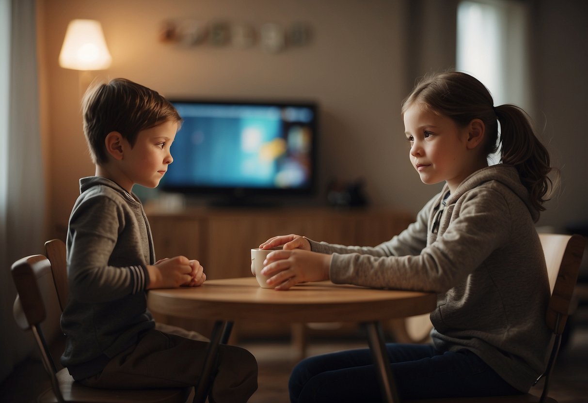 A parent offers a child a choice between two activities, using a calm and respectful tone. The child looks thoughtful as they consider their options