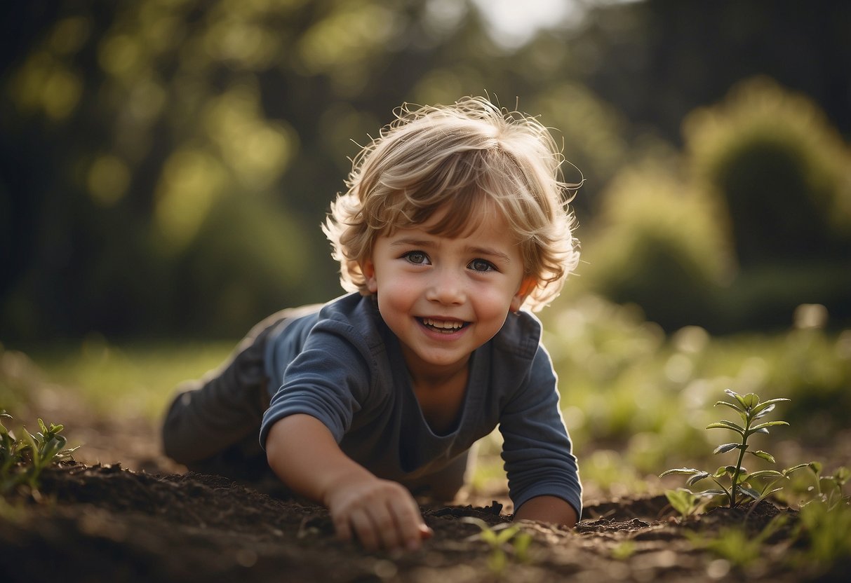 A child playing peacefully while a parent gently redirects behavior, uses positive reinforcement, and maintains a calm, respectful tone