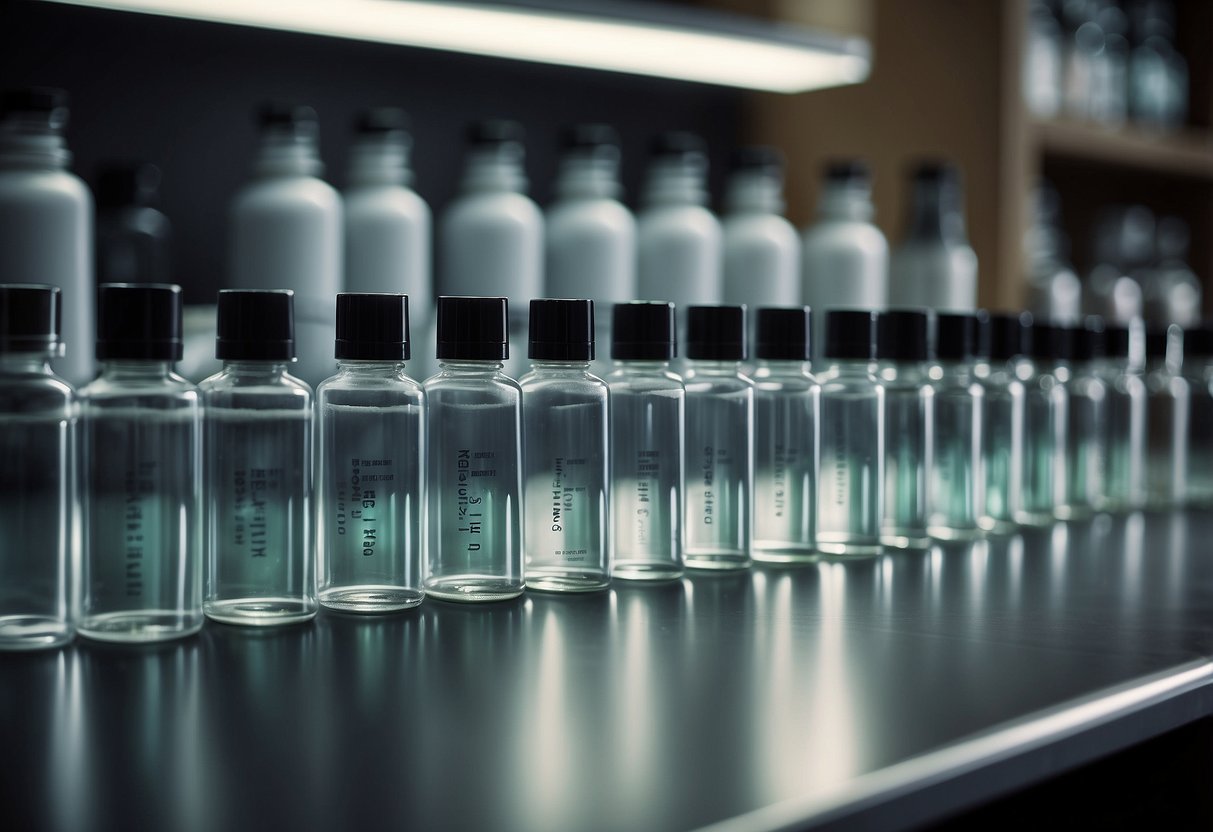 Bottles lined up on a clean, organized counter. Formula powder and water measured out in advance. Labels ready for each bottle