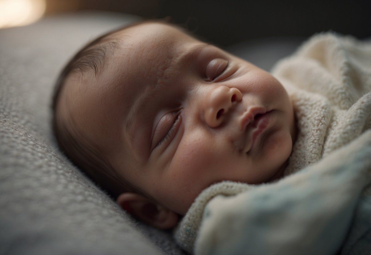 A baby peacefully sleeping after a good cry, debunking the myth that crying keeps them awake