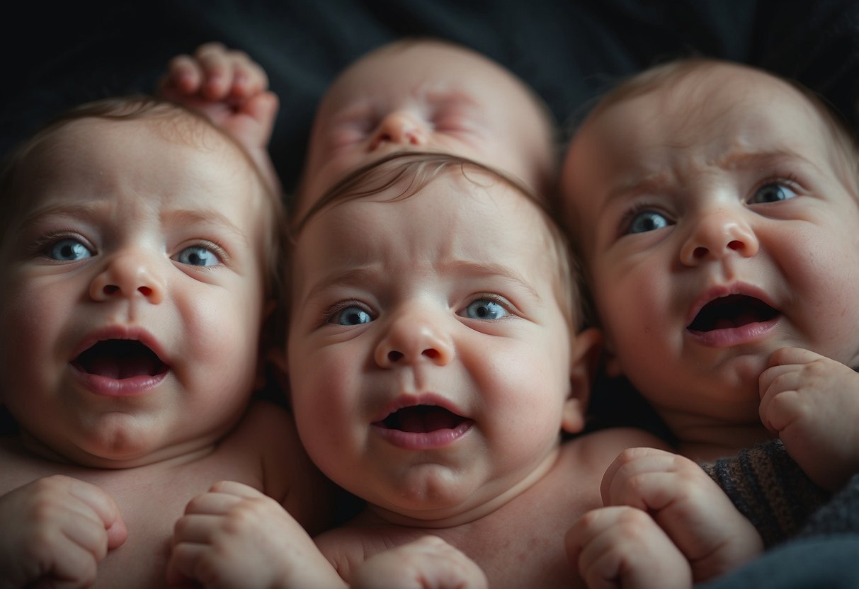 Newborns exhibit crossed eyes, startle reflex, and grasp reflex in their first weeks. They may also show tongue thrust, sneezing, and hiccuping. They display head lag, startle easily, and have jerky arm movements