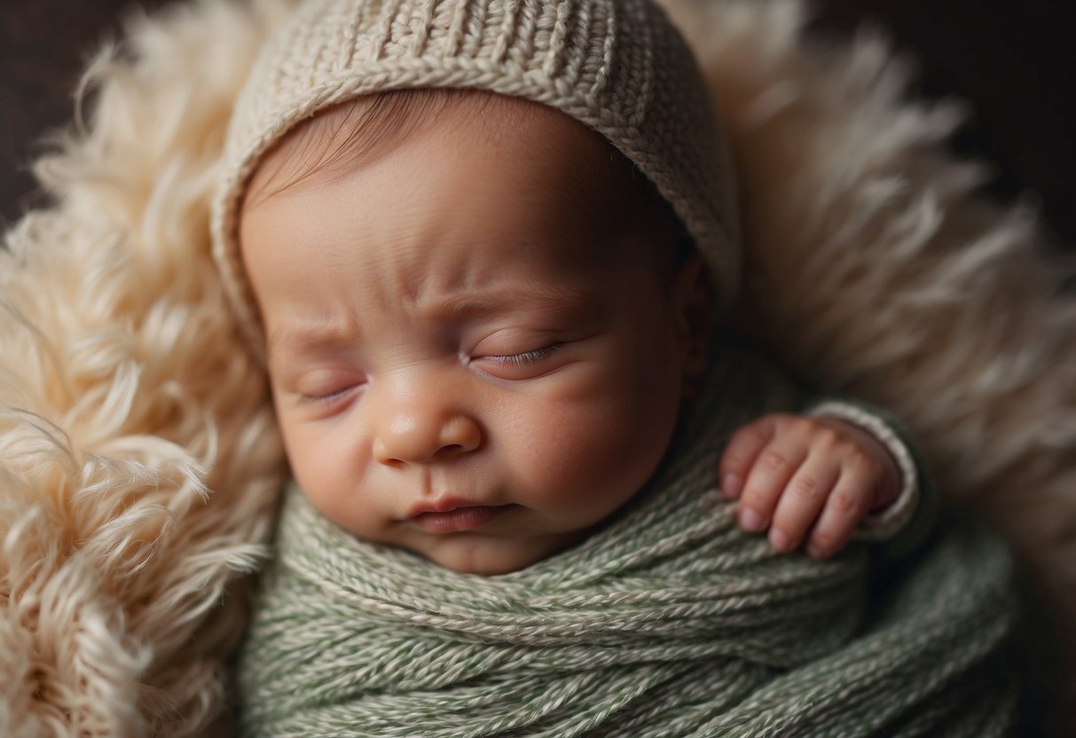 A newborn nestled against a warm, protective figure, showing signs of strong bonding and connection