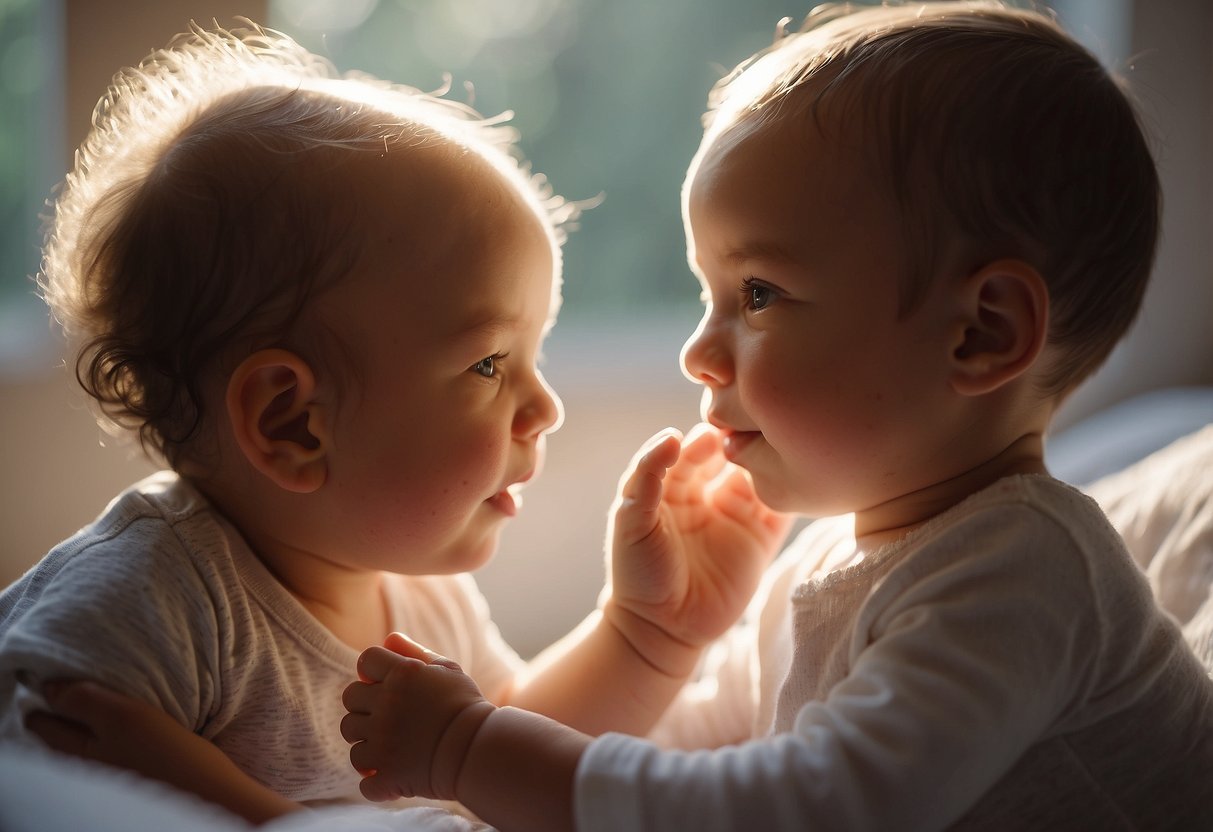 A soft, gentle touch applying moisturizer to a newborn's delicate skin. Sunlight streams through a window, casting a warm glow on the baby's soft, smooth skin