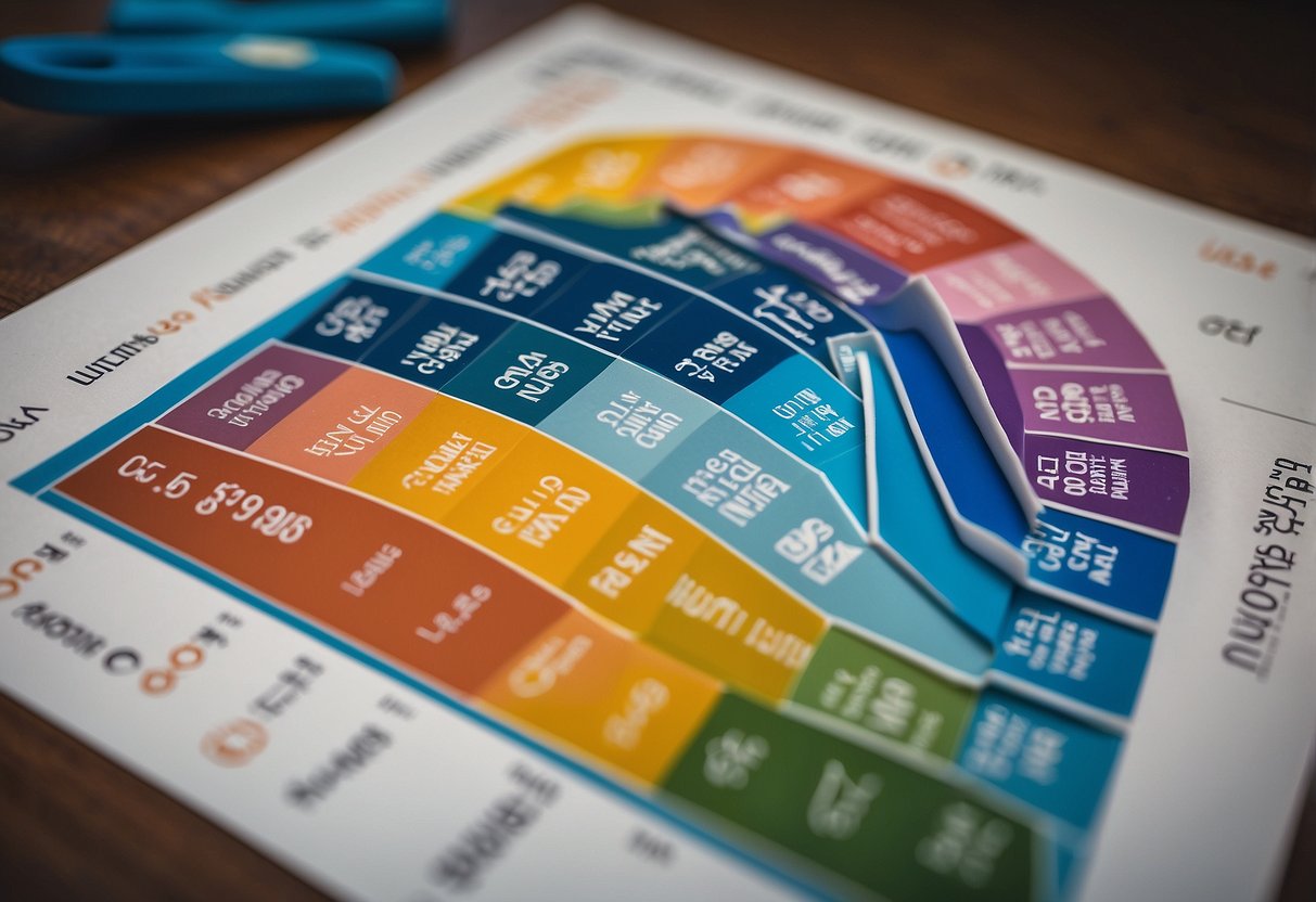 A colorful chart displaying 7 milestone signs for newborns, surrounded by worried parents seeking guidance