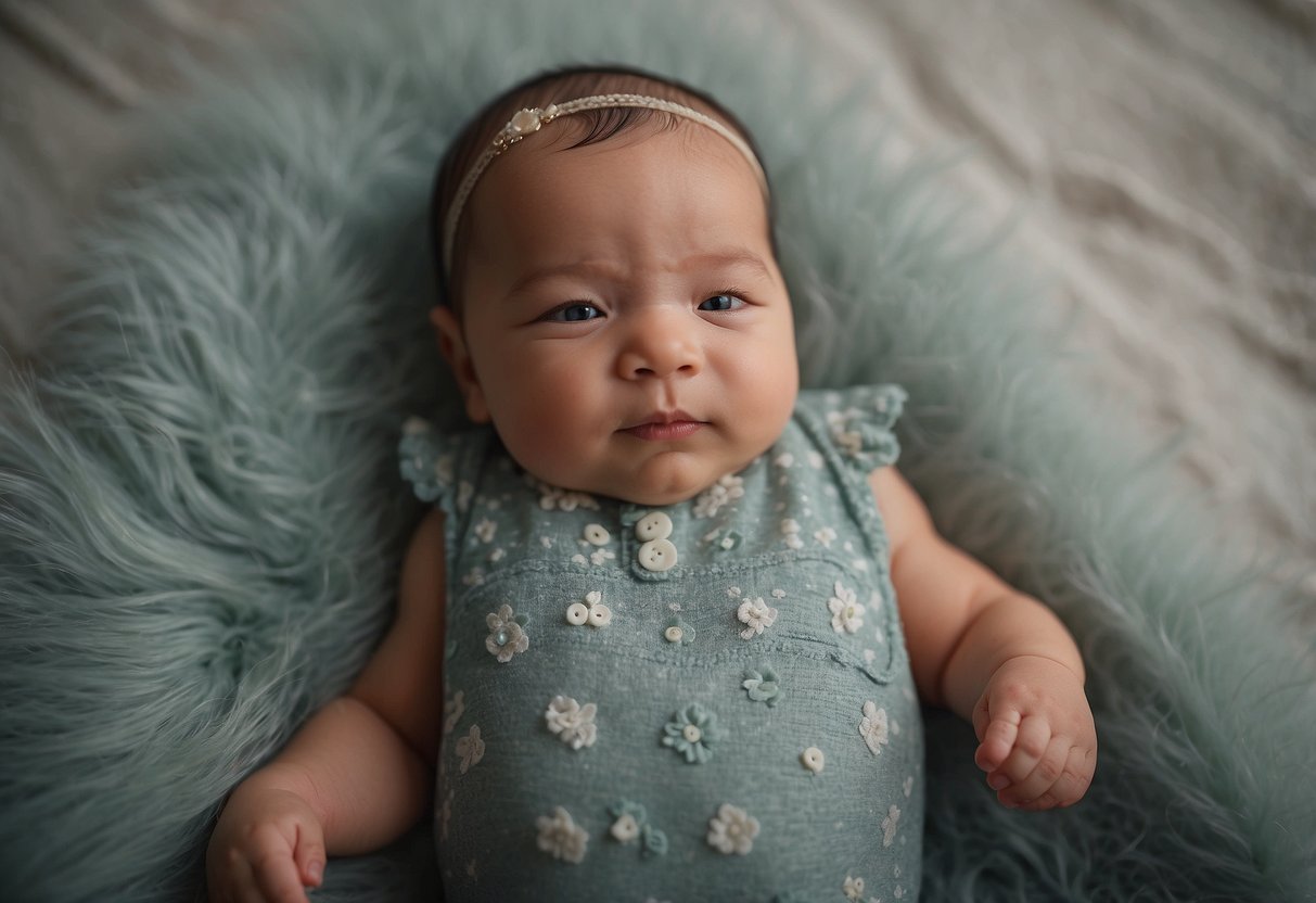 A newborn lying on their back, lifting their head briefly, making eye contact, tracking objects with their eyes, smiling responsively, and making cooing sounds