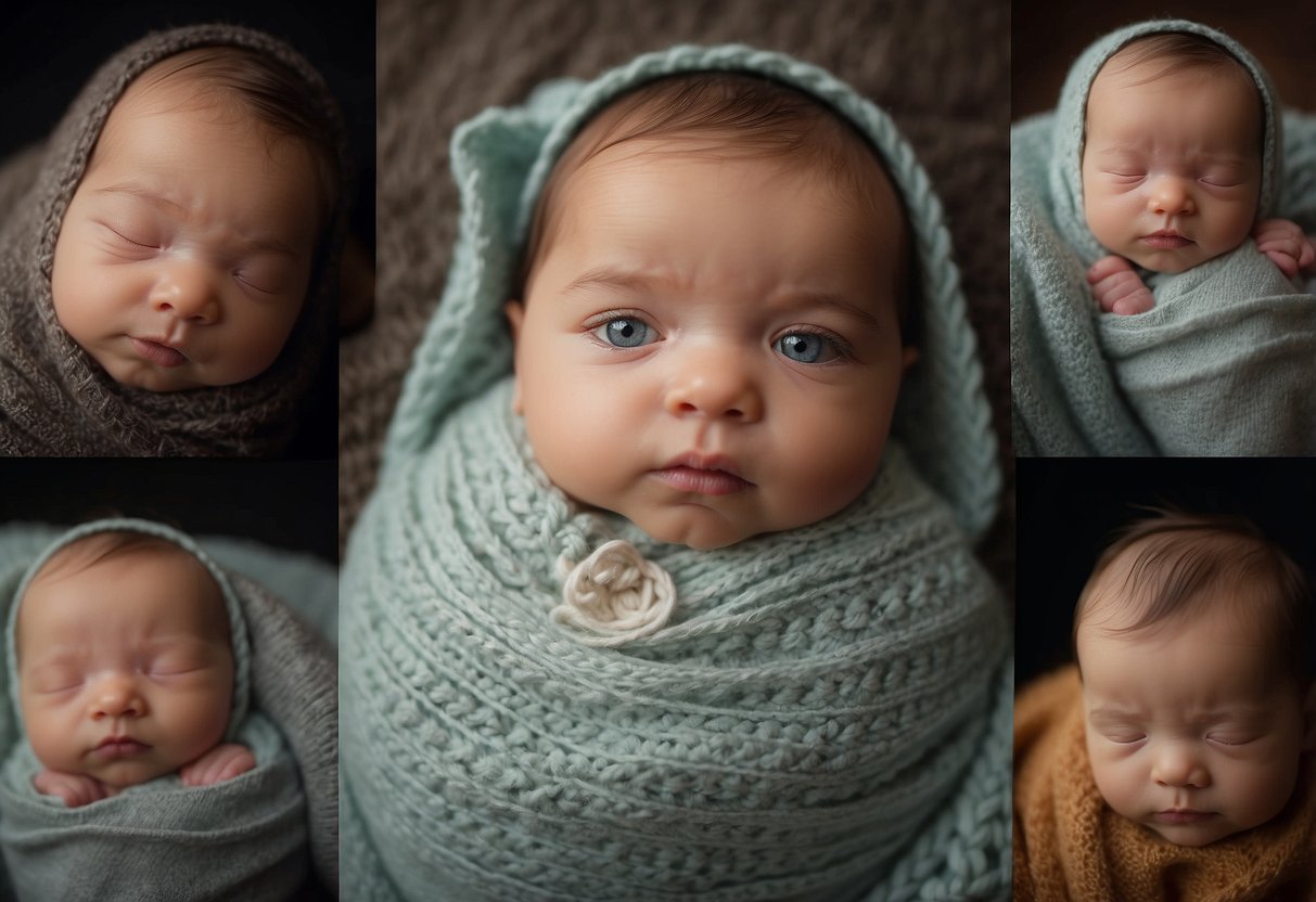 A newborn gazes at different faces, showing early ability to recognize familiar features