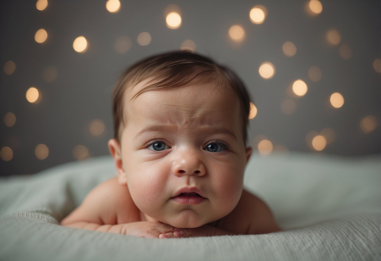 A newborn lifting their head and holding it steady, showing strong neck muscles