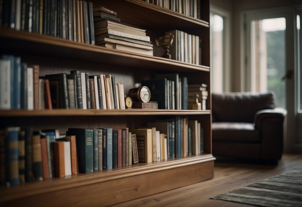 Tipping bookcases with scattered household hazards