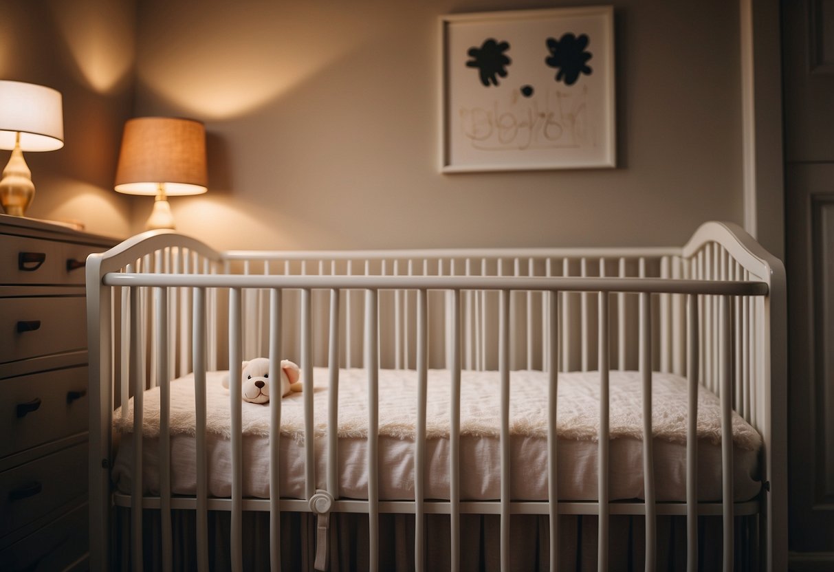 A baby's crib surrounded by soft padding, outlet covers, cabinet locks, and baby gates in a cozy nursery