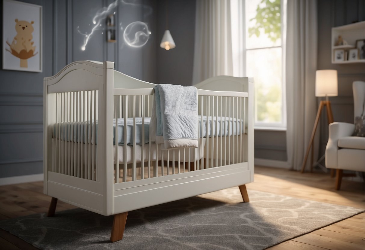 A crib with no loose blankets or toys. A firm mattress with a fitted sheet. No bumpers or pillows. Temperature control. Smoke and CO2 detectors. Safe cords and outlets. No pets in the crib. Safe distance from windows