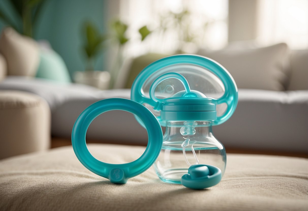 A close-up of a Philips Avent Soothie Pacifier placed next to other budget-friendly newborn essentials