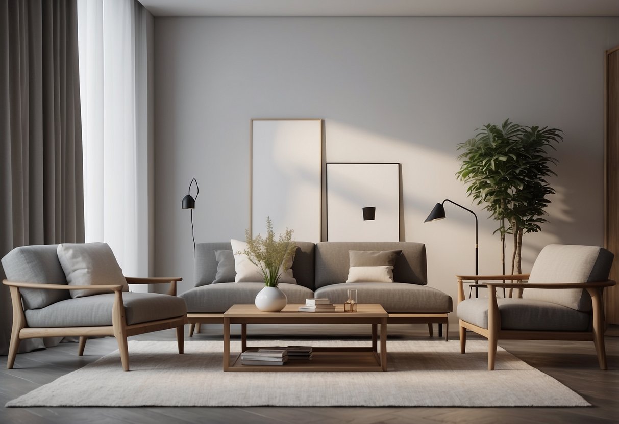 Ein minimalistisches Interieur mit schlichtem Dekor und Accessoires