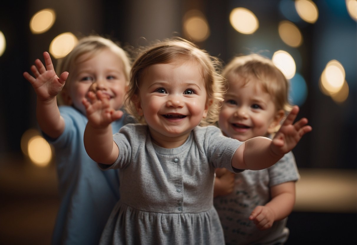 A group of smiling faces, expressing joy and recognition. A baby reaching out towards familiar figures, conveying a sense of emotional connection and development