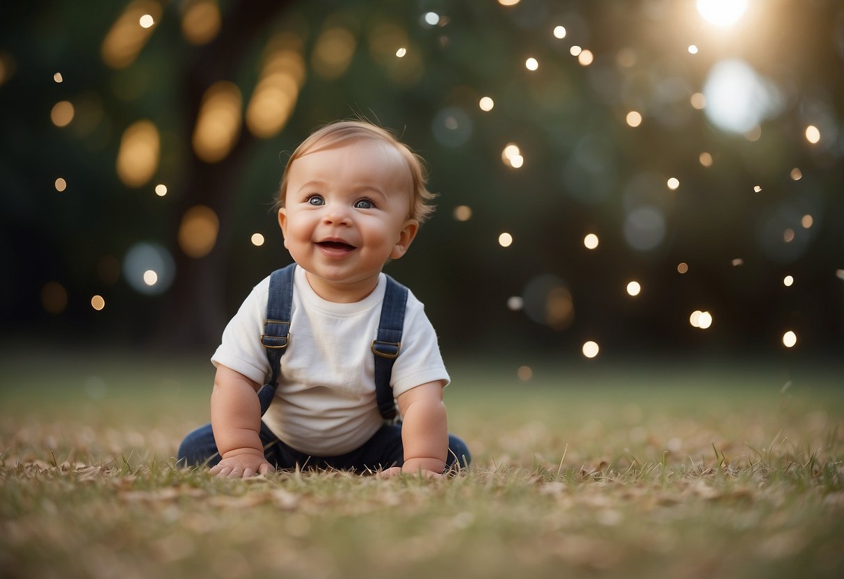 A baby's first year: smiling, rolling over, babbling, sitting up, crawling, standing, first words, clapping, waving, and walking