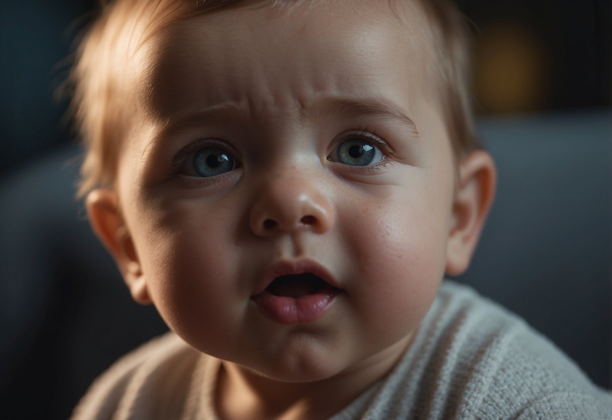 A baby's face lights up, reacting to familiar voices. Their eyes are bright and alert, showing signs of effective sensory exploration