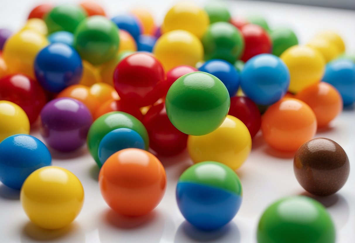 Colorful Tobbles Neo toys stack and wobble on a white table. Each toy has a different texture and shape, perfect for sensory development