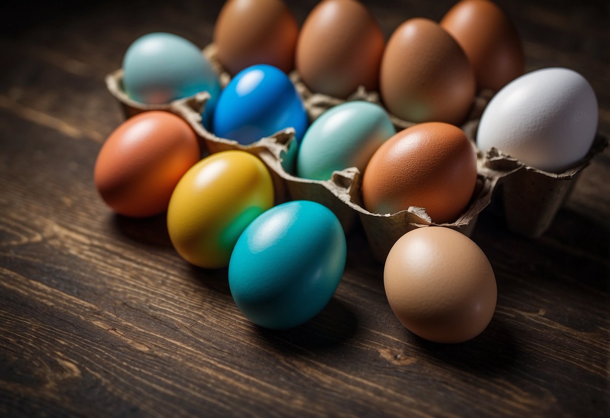 Five colorful plastic eggs with different expressions sit in a row. Each egg has a unique shape and makes a squeaking sound when squeezed