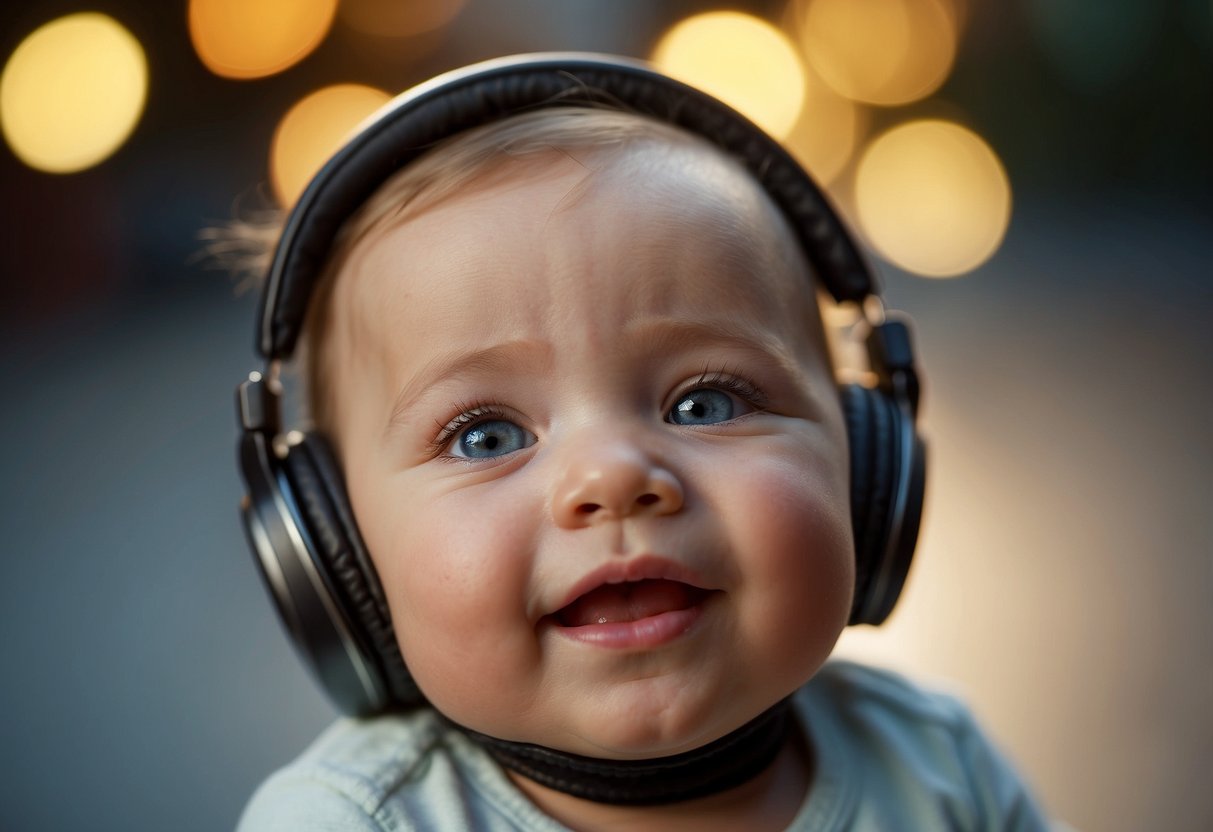 A baby's ears perk up, head turns towards familiar voices, eyes light up with recognition, a smile forms. A sense of security and connection fills the air