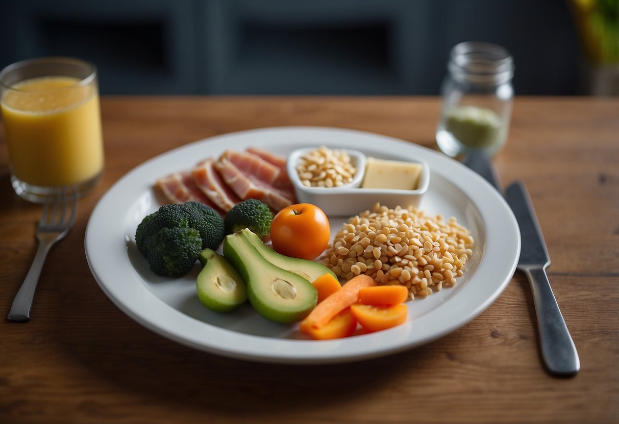 A child's plate with few protein sources, surrounded by common feeding mistakes