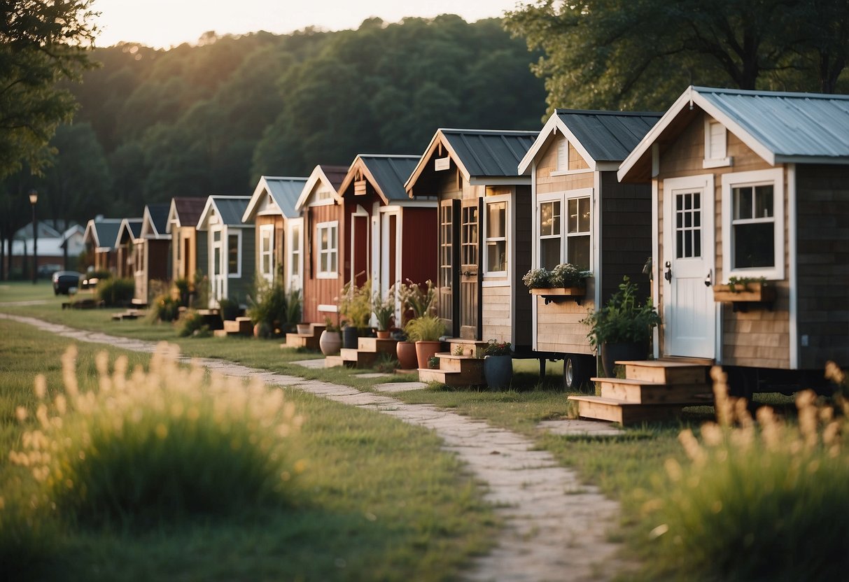 A cluster of tiny homes nestled in a peaceful Texas village farm