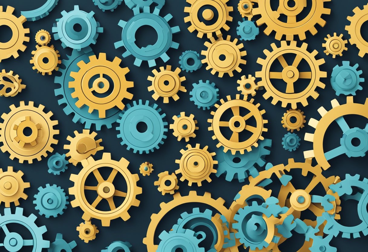 A group of interconnected gears symbolizing evolving business models and investment strategies for the post-COVID era