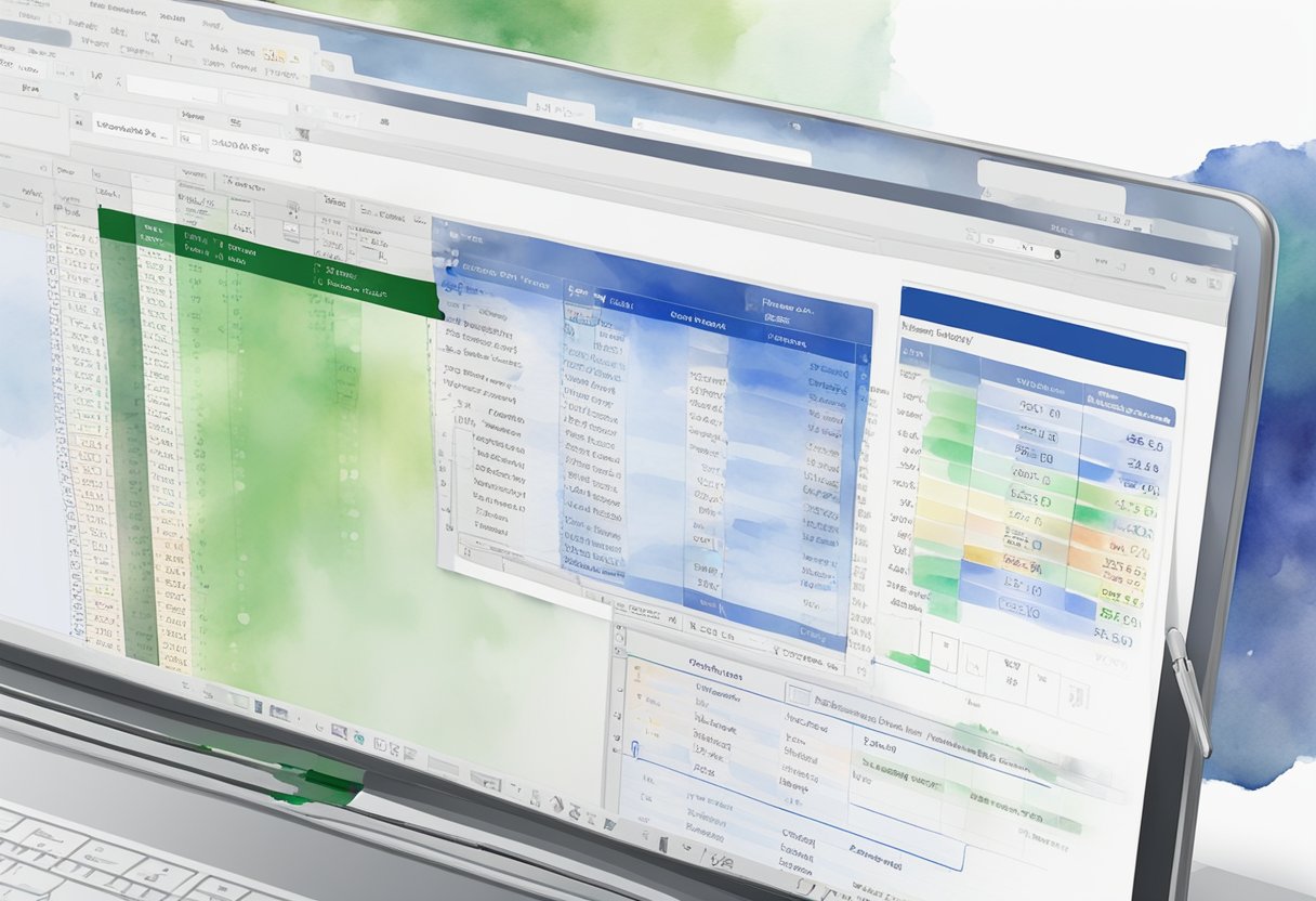 An Excel workbook closing via VBA code. Sheets and cells visible on screen. Macro button highlighted