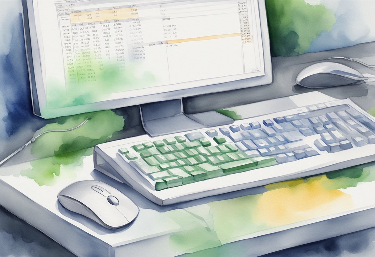 A computer screen displaying Excel VBA code, with a keyboard and mouse nearby