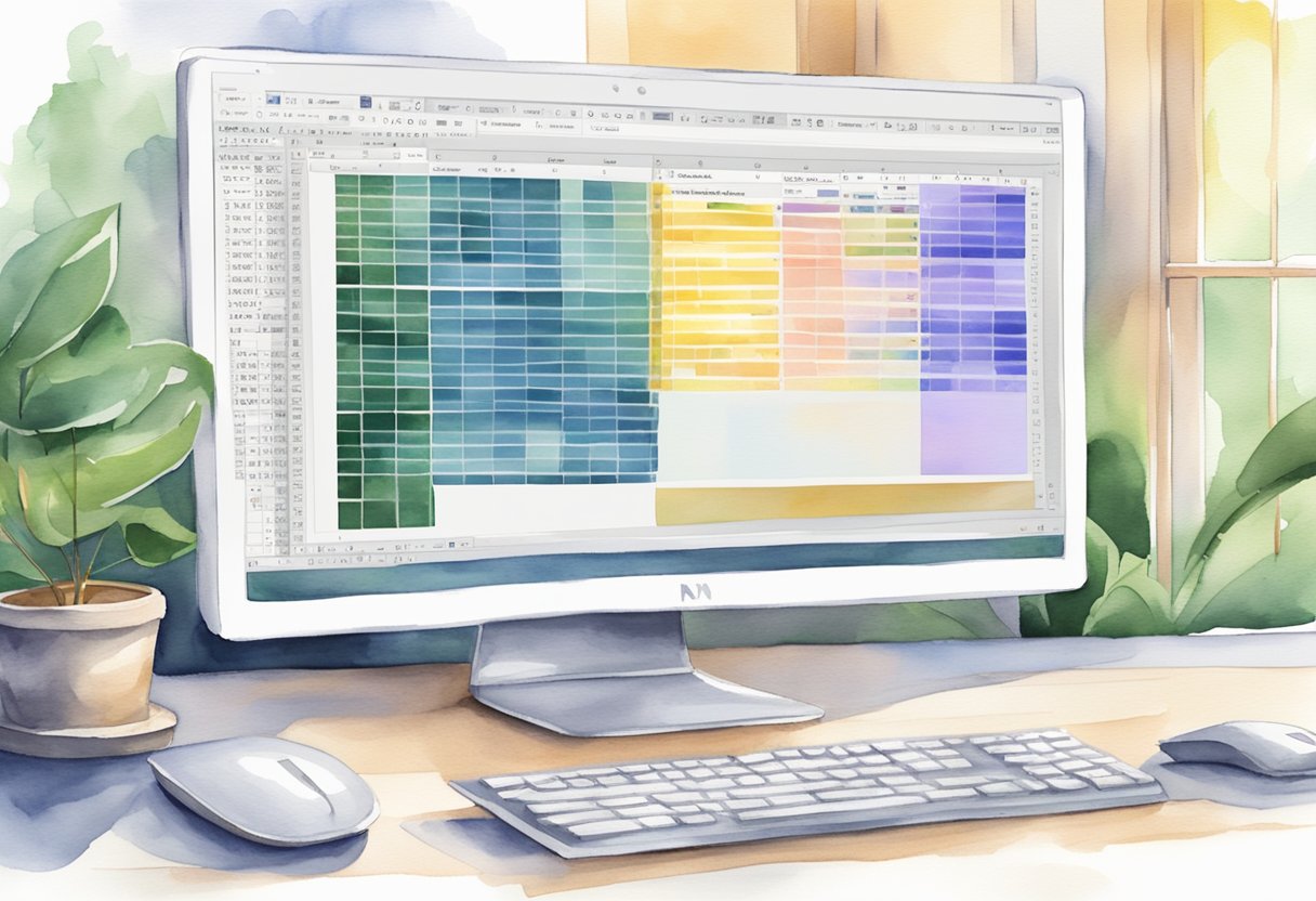 A computer screen with an Excel spreadsheet open, a VBA code editor window, and a keyboard with the Sendkeys function being implemented