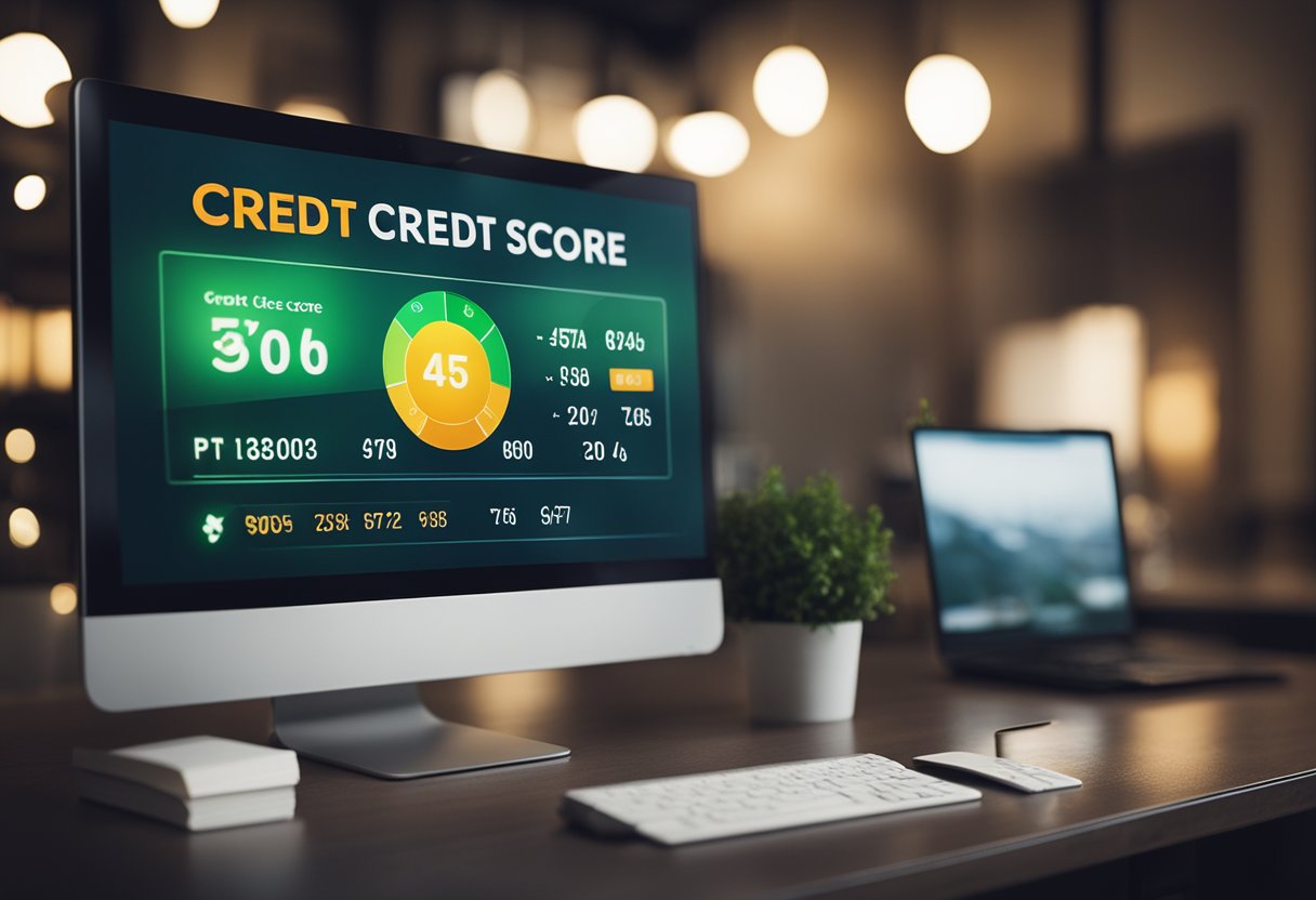 A computer screen displaying positive credit score increases and trust indicators