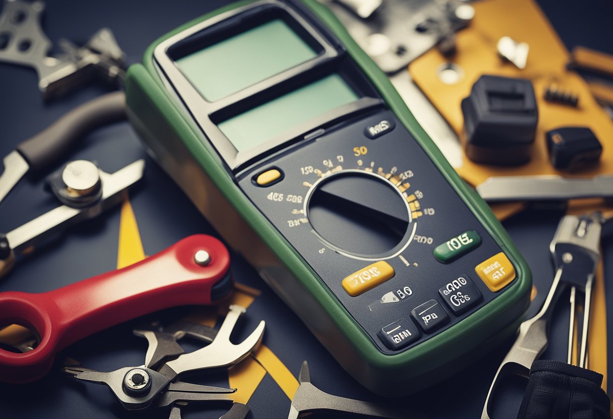 A broken credit score being mended by a repair company's tools and equipment