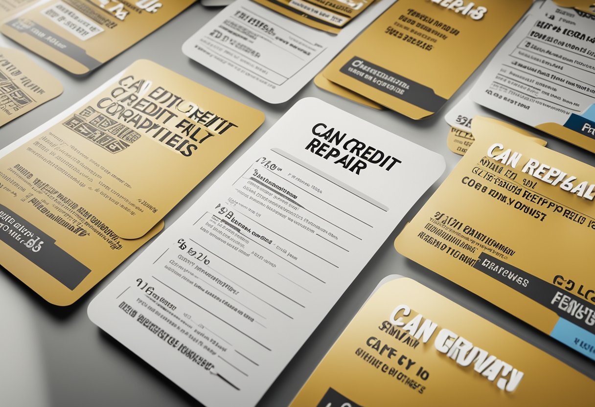 A stack of FAQ cards with "Can credit repair companies really fix your credit?" printed on top