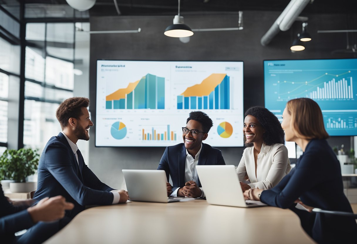 A group of diverse people engage in lively discussion, surrounded by charts and graphs. The atmosphere is energetic and collaborative, reflecting the legitimacy of Consumer Insights