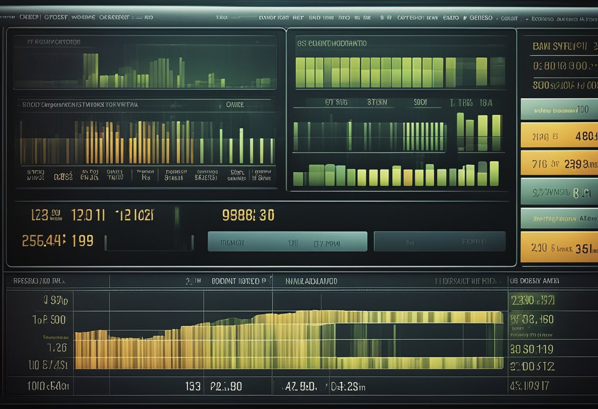 A computer screen displays credit fixer software, with progress bars and data fields. A mouse hovers over the interface, ready to make adjustments