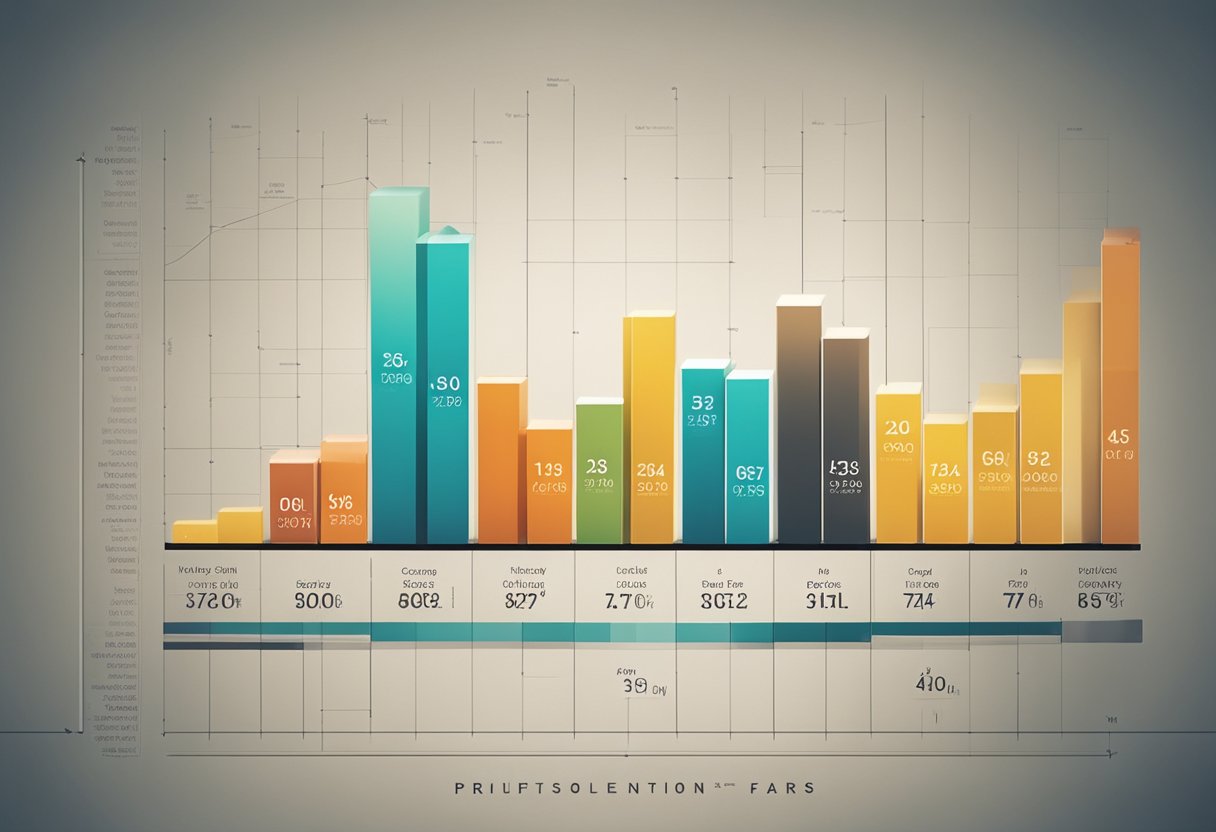 A bar graph with varying heights representing different credit scores, labeled on the y-axis, and labeled categories (excellent, good, fair, poor) on the x-axis