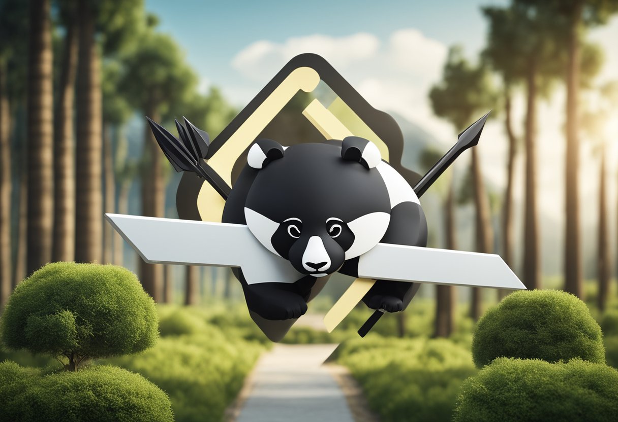 A panda logo stands between two arrows pointing in opposite directions, symbolizing the navigation of the dispute process