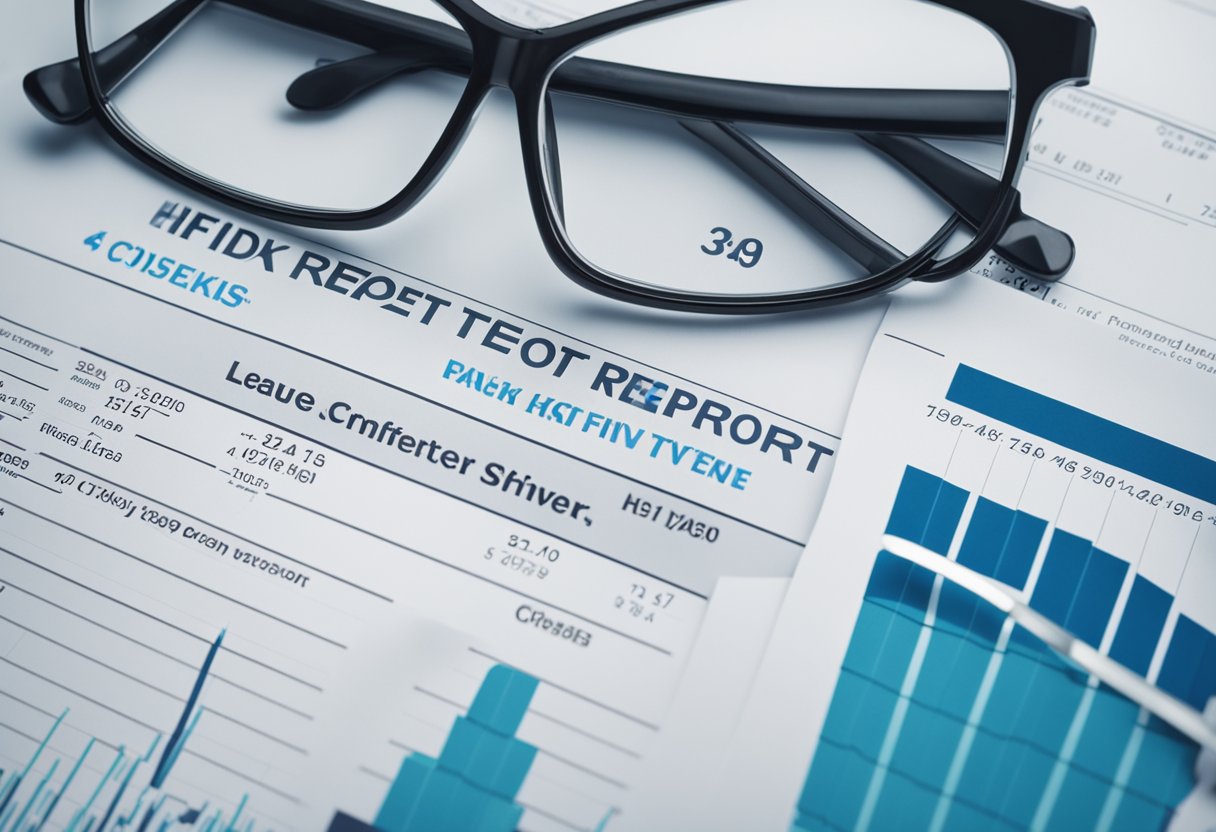 A credit report with a low score next to a credit report with a high score. Graphs and charts show the difference in credit history