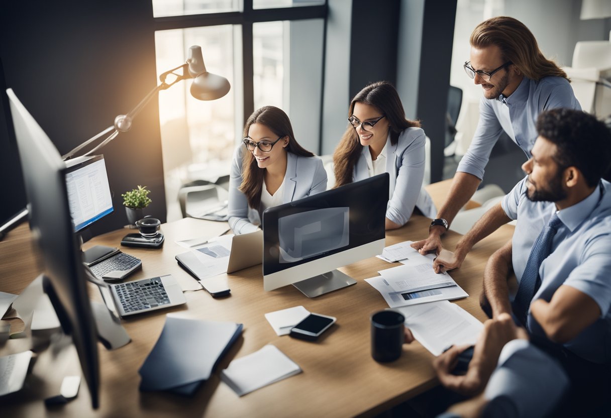 A team of credit specialists at Additional Credit Management Services working diligently to analyze and manage credit accounts